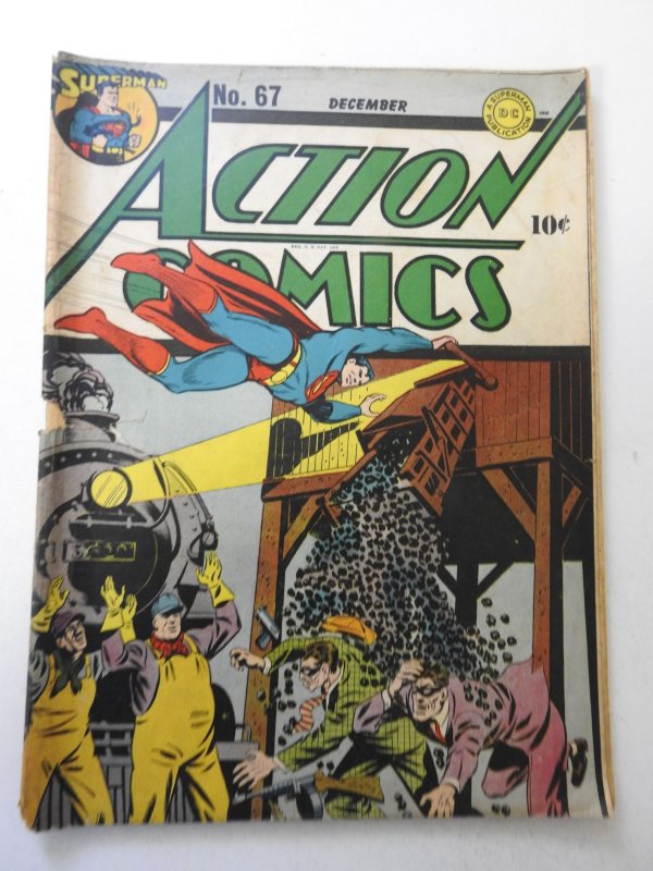 Action Comics #67 (1943) GD+ Cond cover detached, 2 in tear front & back cover