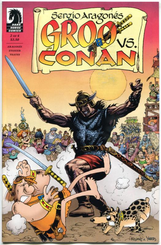 GROO vs CONAN #1 2 3 4,  NM, Signed by Sergio Aragones & Tom Yeates, 2014, w/art