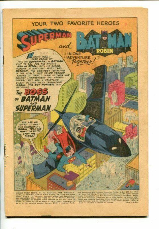 WORLD'S FINEST #93-1958-DC-BATMAN-SUPERMAN-ROBIN-TOMAHAWK-fr 