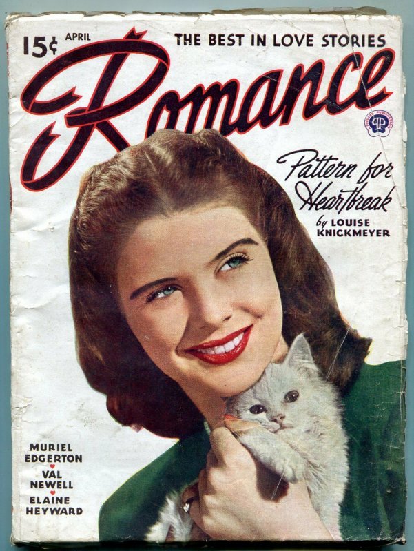 Romance Pulp April 1946- Pattern for Heartbreak- Kitten cover VG