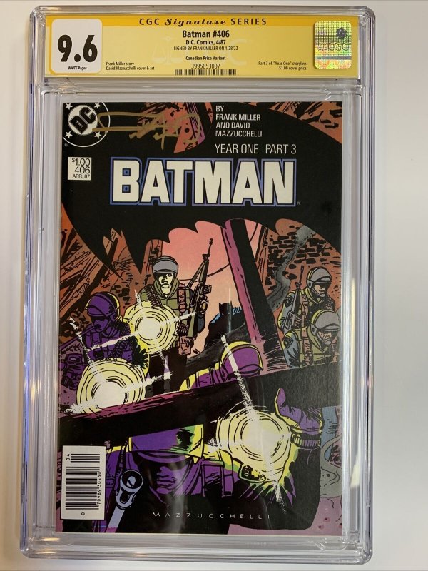 Batman  (1987) #406 (CGC 9.6 WP) Signed Miller | CPV Canadian | Census=1