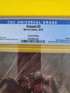 Venom #3 2nd Print CGC 9.8 2018 Marvel Comics 1st Full Appearance of Knull