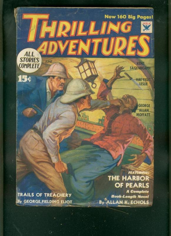 THRILLING ADVENTURES-JUNE 1934-HARBOR OF PEARLS--PULP FN