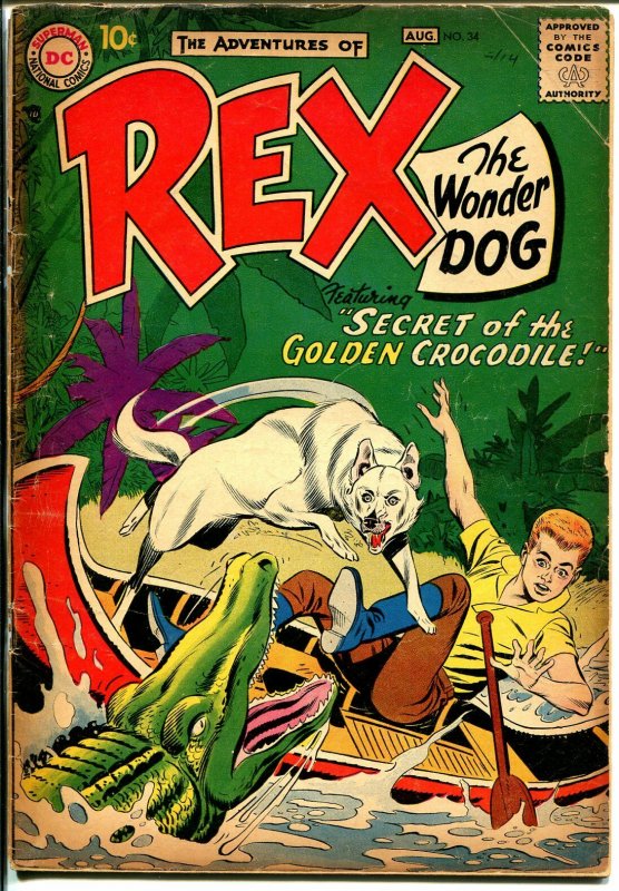 Adventures of Rex The Wonder Dog #34 1957-DC-Detective Chimp-crocodile-G