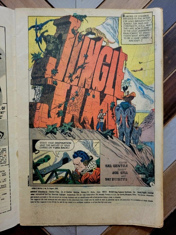 Jungle Jim #25 VG 4.0 (Charlton 1969) Last 12-cent Issue / Pat Boyette Cover