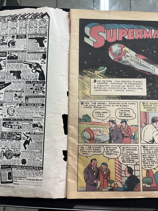 Superman #1 1939 64 Pages of Action Large Format Low Grade