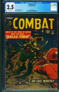 Combat #2 CGC 2.5 1952- Violent BAYONET cover-Atlas War-3712148012