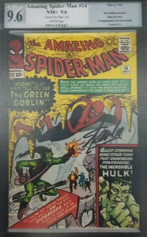 Amazing Spider-Man #14- 1964- PGX 9.6 (NM+); Signature Series Signed by Stan Lee