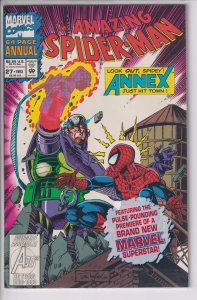 AMAZING SPIDER-MAN ANNUAL #27 (1983) BAGGED with 2 TRADING CARD NM 9.4, white!