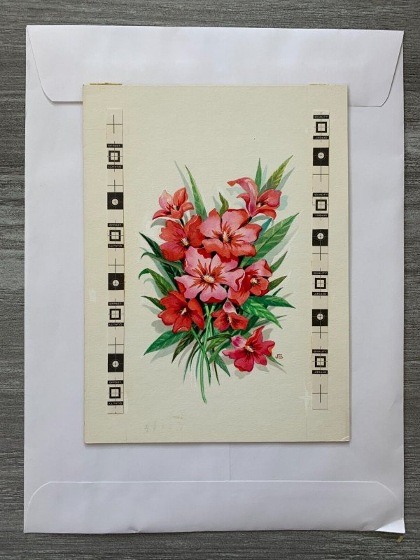 TO A VERY SPECIAL COUPLE Red and Pink Flowers 6x8.5 Greeting Card Art A7013