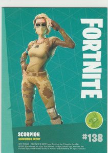 Fortnite Scorpion 138 Uncommon Outfit Panini 2019 trading card series 1