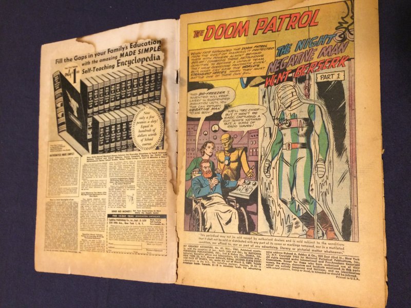 My Greatest Adventure #83 (1963) GD Doom Patrol vs. Negative Man READ Descript.