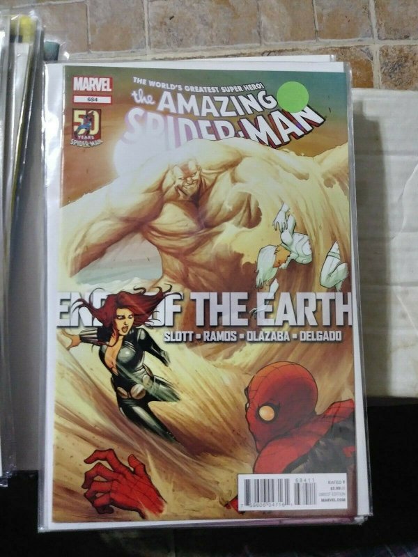 Amazing Spider-Man # 684  2012  marvel disney  ends of the earth pt 3+ sandman 