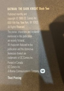 (1986) FRANK MILLER DARK KNIGHT RETURNS #2! Rare 3rd Print Variant!