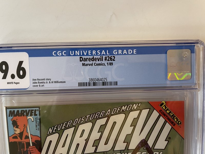 Daredevil #262 CGC 9.6 -John Romita Jr. & Al Williamson Cover 1989 Marvel Comics