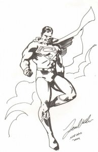 Superman in Sky Commission - 2004 Signed art by Leonard Kirk