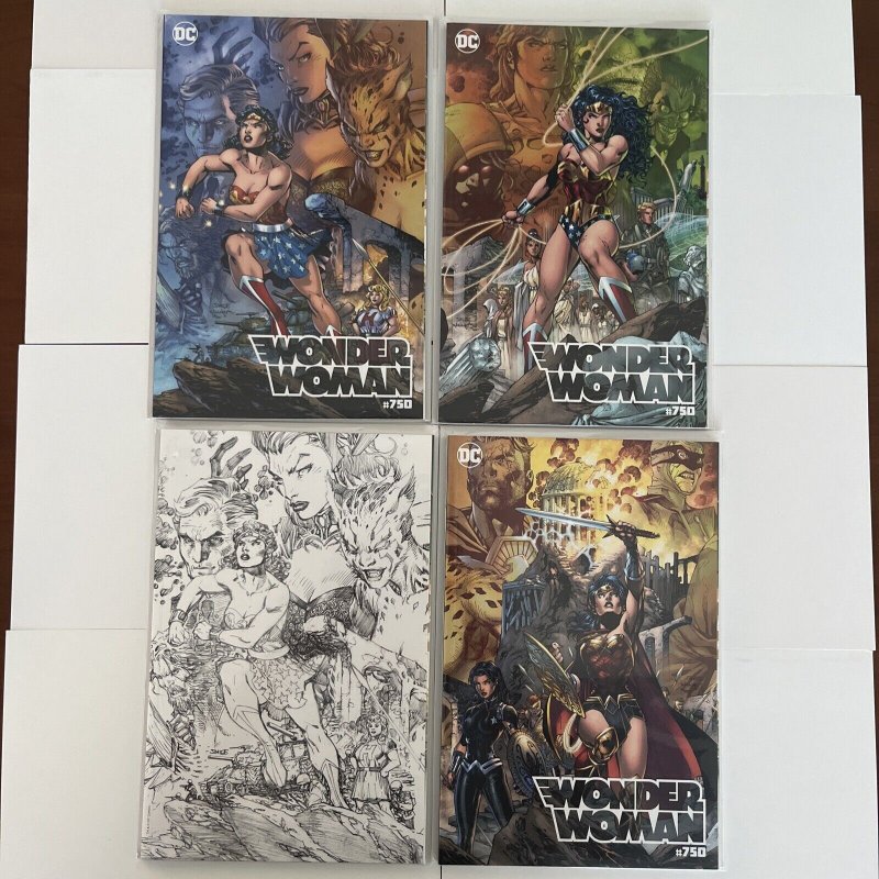 Wonder Woman #750 Torpedo Comics Jim Lee variant Set. Covers A, B, C, G. Minty!