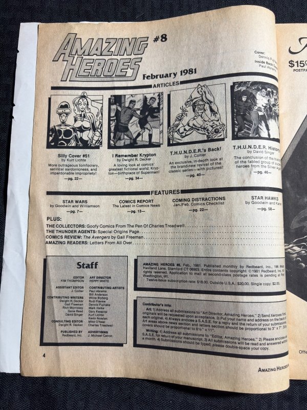 1981 AMAZING HEROES Magazine #8 GD 2.0 Thunder Agents Coverr