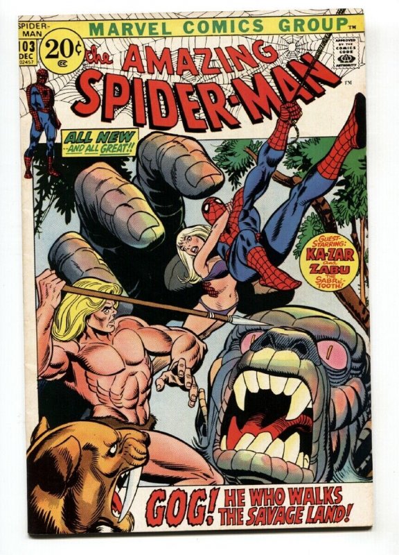 AMAZING SPIDER-MAN #103 1971-KAZAR-MARVEL COMIC-KANE ART VF-