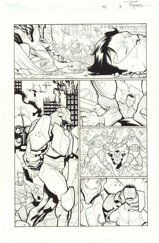 Invincible #94 p.3 - Pencil and Ink 2pc Set - 2012 art by Ryan Ottley