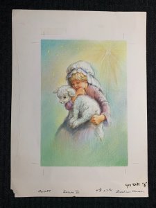 CHRISTMAS Shepherd Boy Holding Lamb 8x11 Greeting Card Art #X1037 w/ 3 Cards