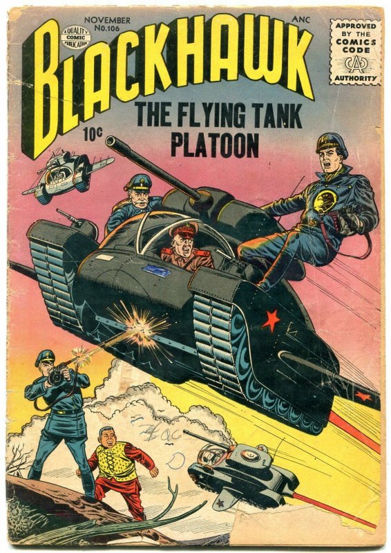 BLACKHAWK #106 1956 QUALITY PUBS FLYING TANKS NAPALM FR/G