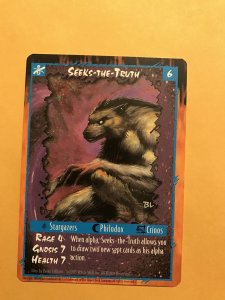 SEEKS-THE-TRUTH : RAGE Werewolf UMBRA Character Card; White Wolf TCG, Rare