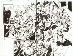 Trinity #25 p.2&3 - Green Arrow, Lex Luthor vs the JSI DPS 2008 signed by Bagley