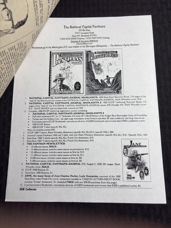 2000 THE GRIDLEY WAVE 3pg Newsletter #208 FN 6.0 Edgar Rice Burroughs / Tarzan