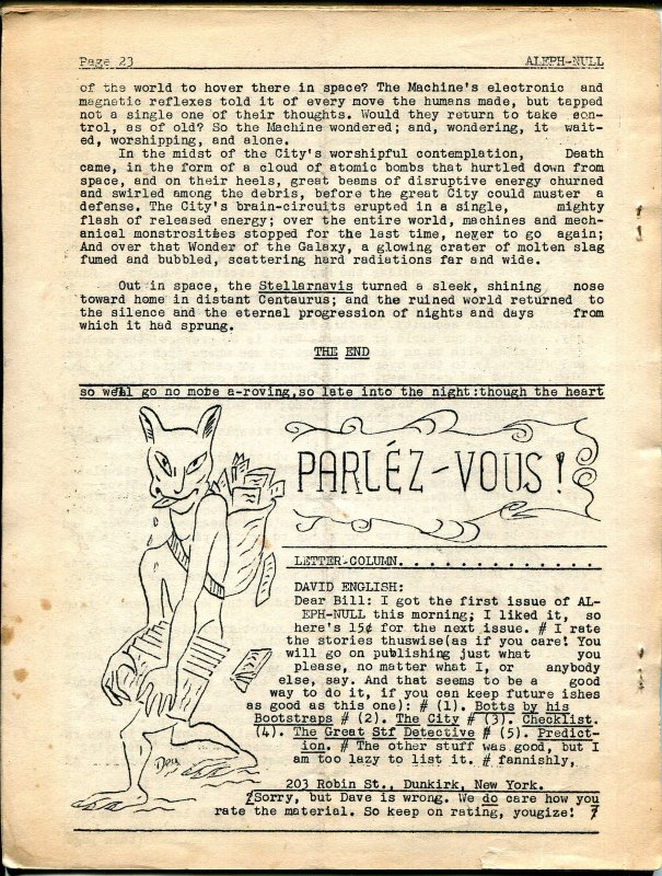 Aleph Null #2 1950-sci-fi fanzine-pulps-Strange Stories-Uncanny Tales-VG