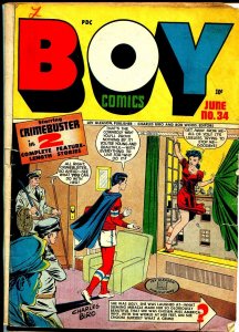 Boy  #34 1947-Lev Gleason-Crimebuster-suicide cover-Dan Barry art-VG-