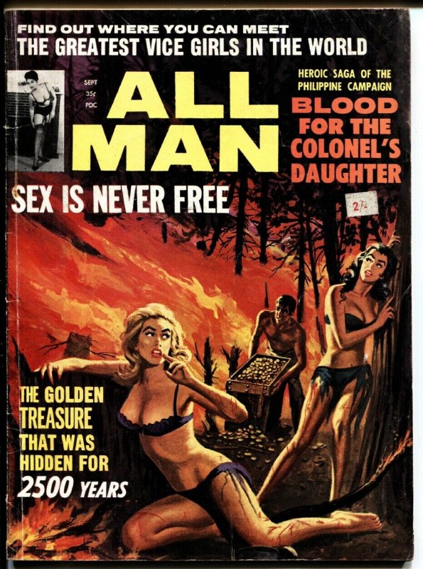 All Man 9/1964-Stanley-Spicy cover-Cheesecake-Pulp magazine 