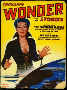 Thrilling Wonder Stories Pulp April 1951- Spicy Girl Retro Rocket cover G