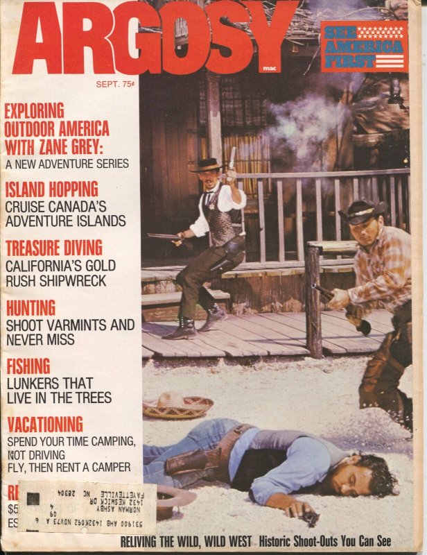 Argosy 9/1972-Popular-gunfight cover-Zane Grey-pulp thrills-VF