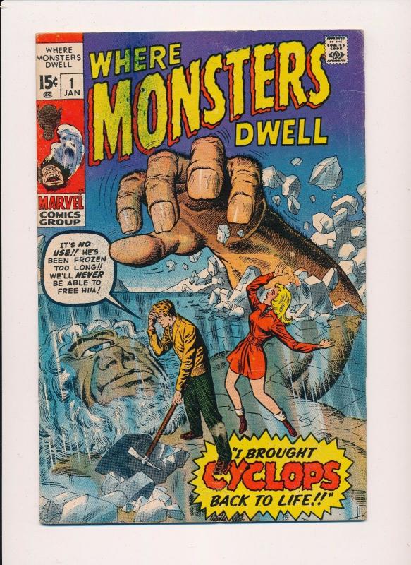 Marvel WHERE MONSTERS DWELL #1 - Cyclops Silver Age VG/F (SRU713)