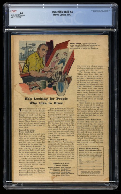 Incredible Hulk (1962) #4 CGC GD 2.0 Origin of Incredible Hulk Retold!