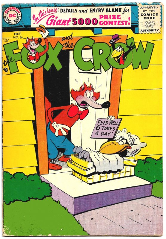 FOX AND THE CROW #36 (Oct 1956) 5.0 VG/FN  36 Pages of Madcap Jim Davis Hijinx!