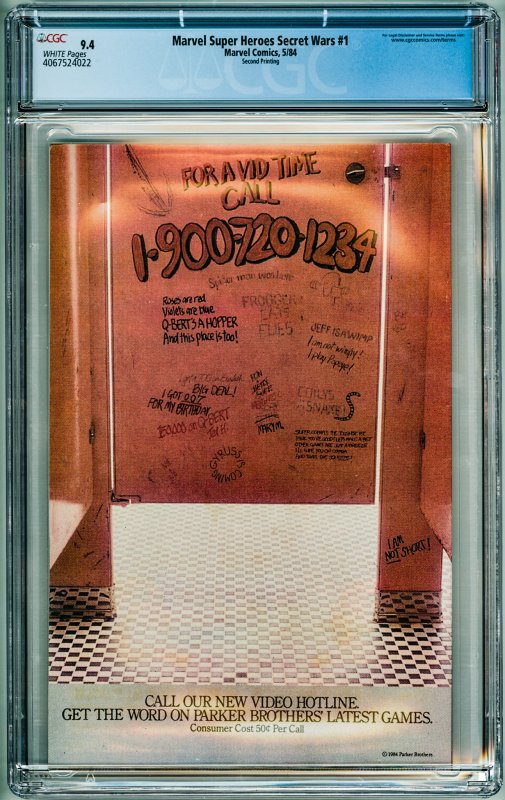 Marvel Super Heroes Secret Wars #1 CGC 9.4! White Pages! Second Print!