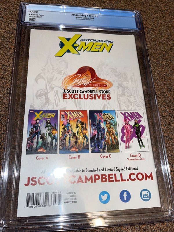 Astonishing X-Men  1 (2017), J Scott Campbell A Variant Cover, CGC Graded 9.8