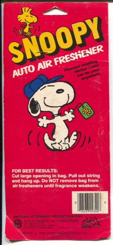 Snoopy Auto Air Freshener 1985-Peanuts-display card-rare-G