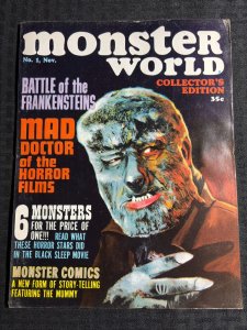 1964 MONSTER WORLD Magazine #1 FN 6.0 Frankenstein / Wally Wood / Wolfman