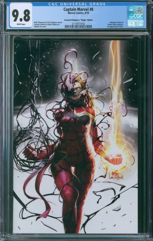 Captain Marvel #8 CGC 9.8 Second Printing - Lee Virgin Edition w/Certification