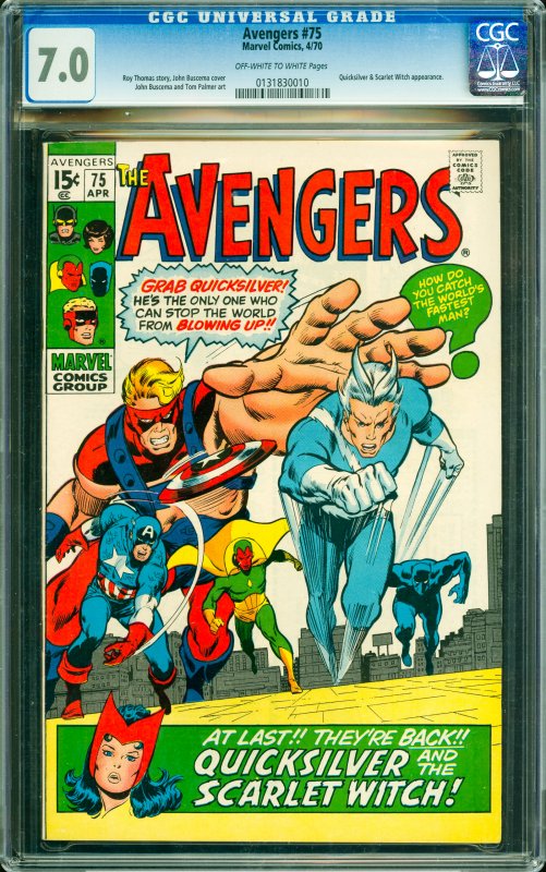 Avengers #75 CGC Graded 7.0 Quicksilver & Scarlet Witch appearance.