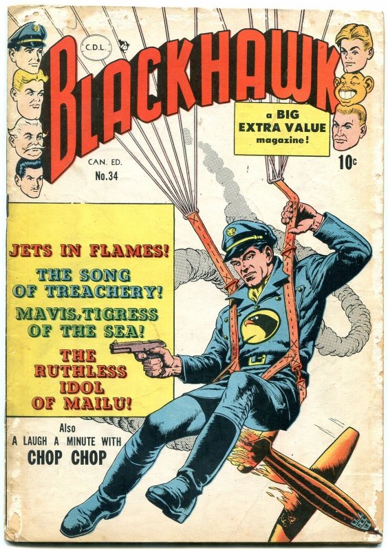 Blackhawk #34 1950- Canadian edition- Bell Features Chop Chop G 