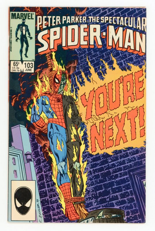 Spectacular Spider-Man #103 Peter David Human Torch VF
