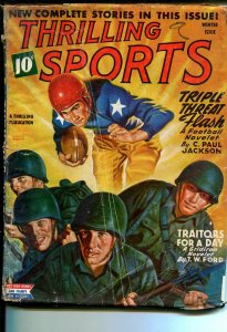 Thrilling Sports 1/1945-Patriotic battle/football cover-WWII era-boxing-golf-G+