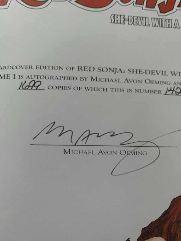 2006 RED SONJA Volume 1 HC FN+ 6.5 SIGNED #1420/1699 1st Dynamite