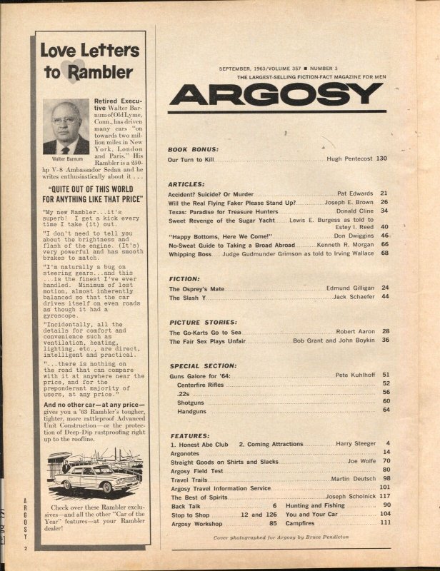 Argosy 9/1963-Popular-Hugh Pentecost-crime-mystery-pulp thrills-VG