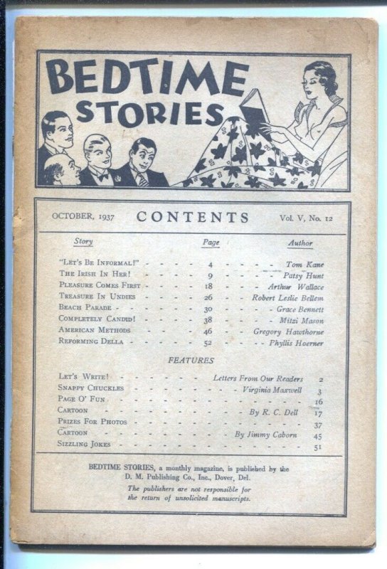 Bedtime Stories 10/1937-Spicy pulp stories-provocative illustrations-Pin-up p...