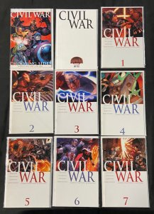 MARVEL COMICS CIVIL WAR COMICS LOT #1-7 + CHOOSING SIDES + BLANK COVER ED VF/NM
